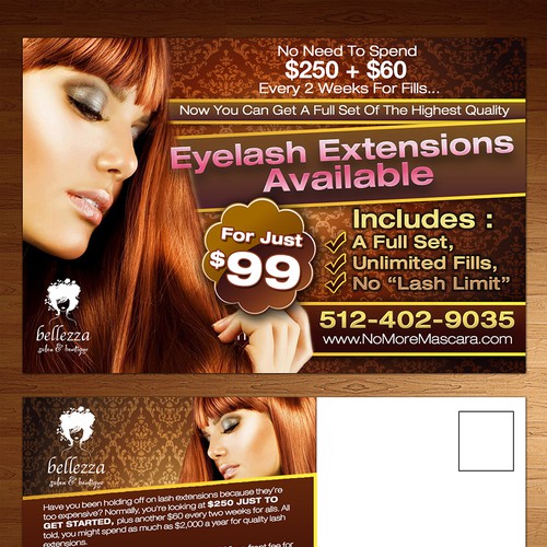 create postcard to help launch our eyelash extension membership