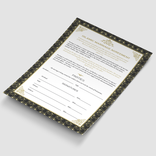 Design A Beautiful Islamic Marriage Agreement Document Template-ontwerp door Artifictial