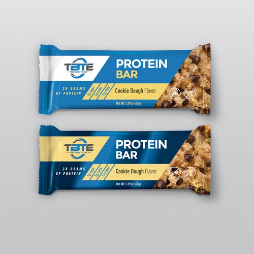 Design a unique protein bar wrapper for Too Busy To Eat Design von onkuliits