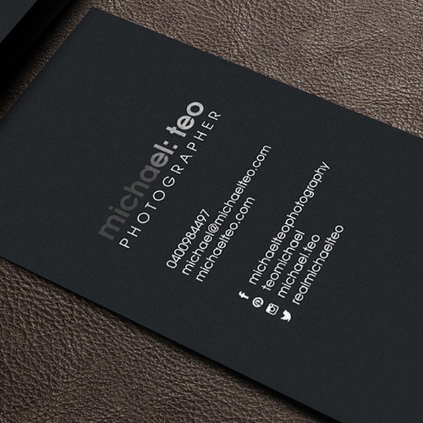 Create a business card for a high end fashion photographer