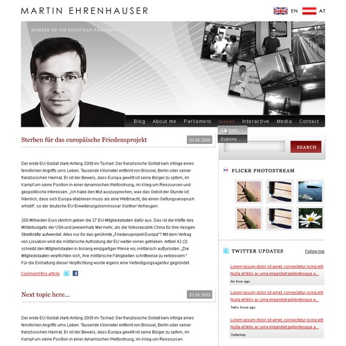 Wordpress Theme for MEP Martin Ehrenhauser Design von Mokkelson