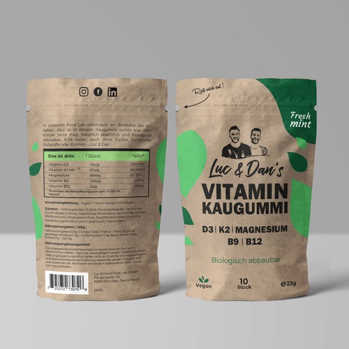 First creative packaging for a natural vitamin chewing gum Design by Noha.Akkad