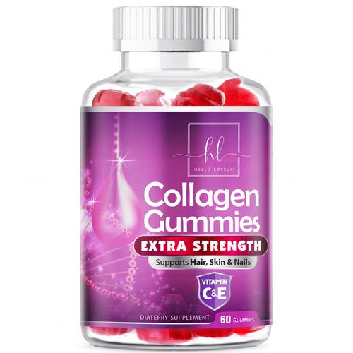 Hello Lovely needs a Collagen Gummies product label Design by agooshe