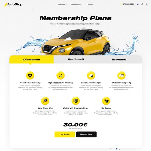 Car wash subscription Design by StyleWorks Studio