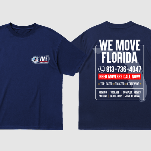 Bold, Professional T-Shirt Design for Veteran-Owned Moving Company (VMF Movers) Design by By.You
