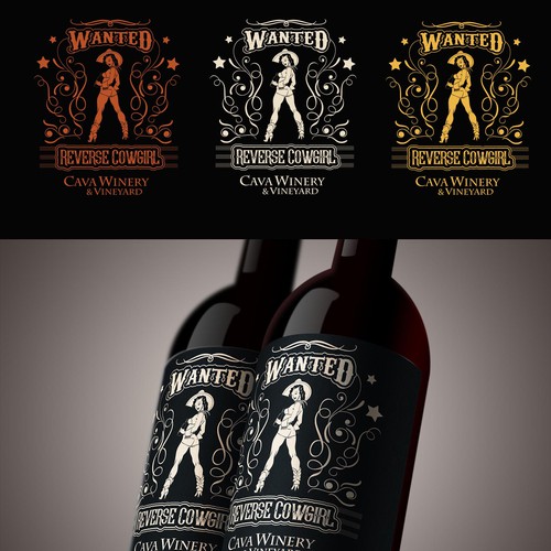 Reverse Cowgirl Wine label Design by Richi_Barba