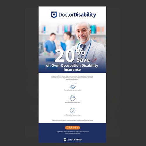 Design an email template for disability insurance for doctors Design by Marco Davelouis