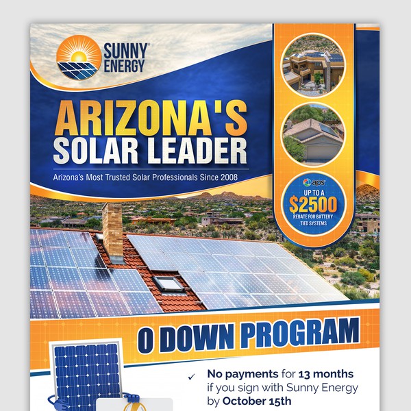 Design von Diana Amos mit dem Titel „Flyer for Solar in Arizona to appeal to new homeowners“