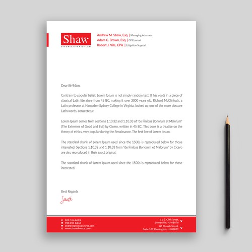 Letterhead for Divorce & Family Law Firm; Modern, Conservative Design Design by Rifat Sarkar