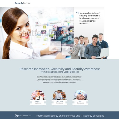 Professional as well as cool landing page for an innovative company that keep your business secure Design by miketjan