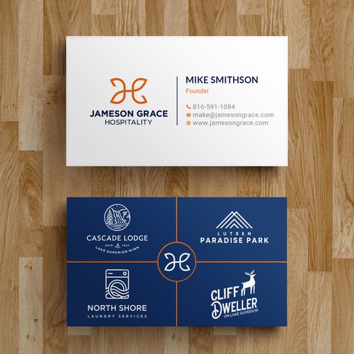 Create a modern and clean business card for a parent company with 4 subsidiaries Design by Roni_