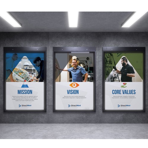 A clean mission, values, vision poster set. | Poster contest 