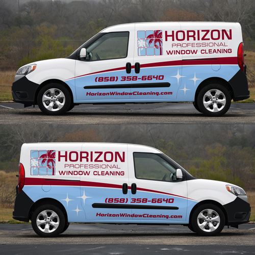 Eye catching cargo van wrap for window cleaning Design by theANUNGs