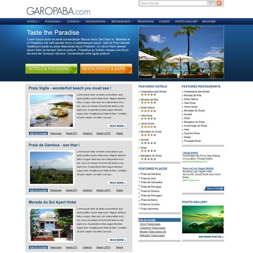 Design by eAnka titled "Tourist Website"