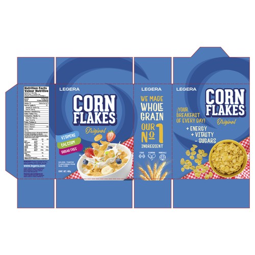 Premium cereal breakfast packaging (Corn Flakes) Design by Gustavo RV