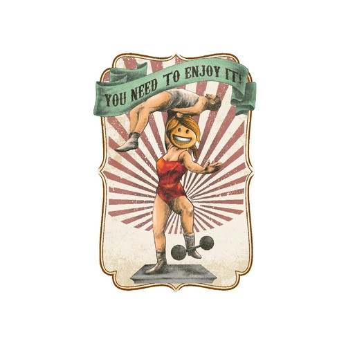 Old Timey Strongman/woman With Head Replaced By Emoji Design by Klasikohero