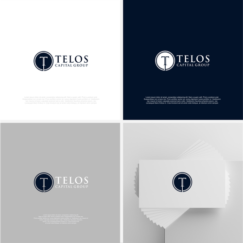 Professional, modern style logo with either "Telos" or "Telos Capital Group" written next to it roughly the same size Design by L A T O