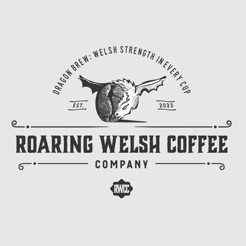 Welsh Coffee Company Logo with Dragon incorporated into the design Design by DIX LIX MIX