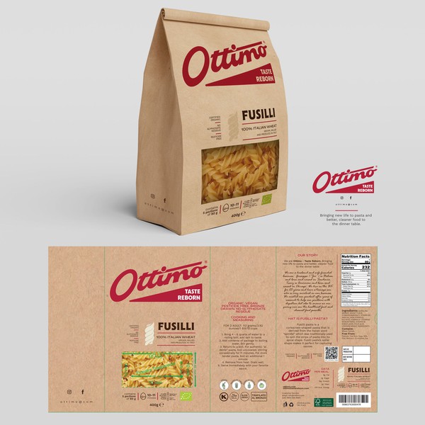 Packaging design for Italian fusilli pasta