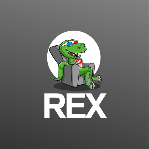 Design Rex Mobile App - Popcorn Eating T. Rex wearing 3D glasses por DZenhar Studio