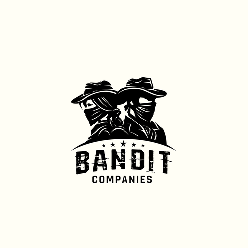 A masculine western bandit logo that incorporates a male and female owned company Design von bisbidesign