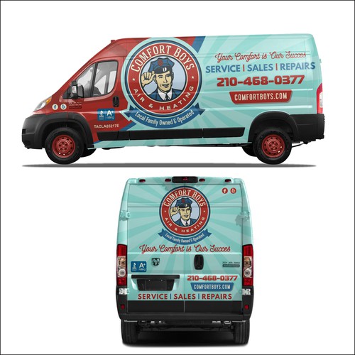 Comfort Boys Service Company New Retro Van Wrap Design Design by dnite