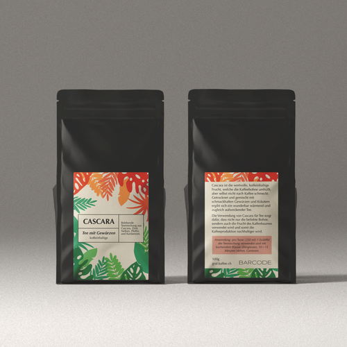 Cascara tea label-ontwerp door just.chaosofart