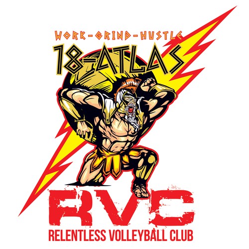 Design Brand/Logo themed GREEK GOD Atlas for print on tshirt/jersey for men’s volleyball di mire.veli