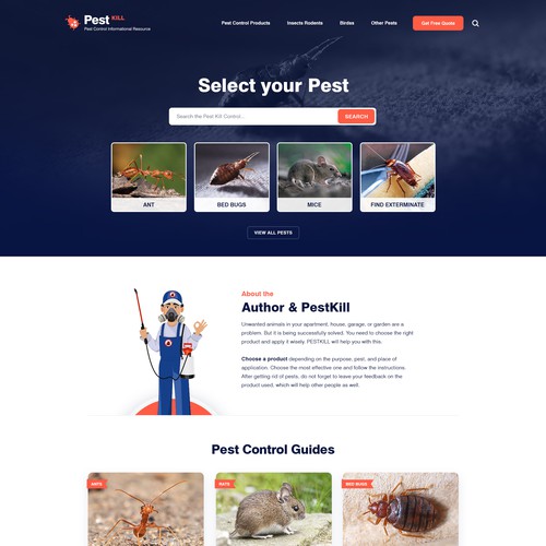 Exciting and fun web design for pest control website Design by Roche 2020