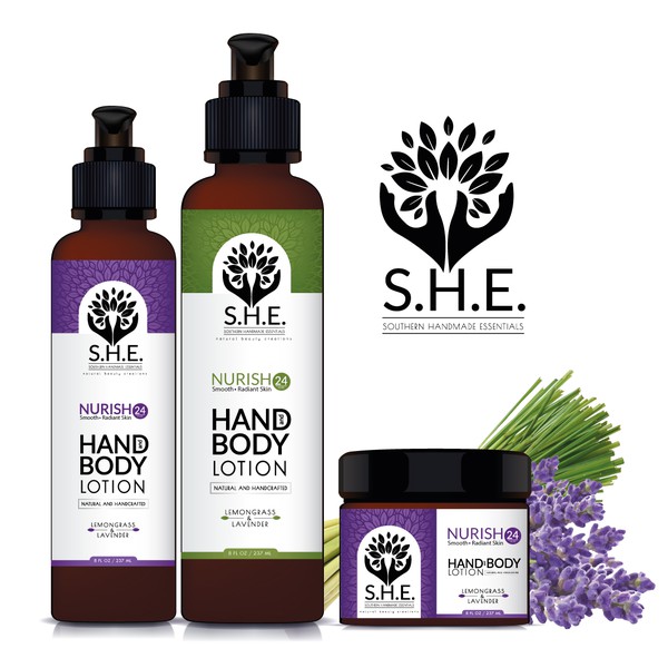 Design by Alex Dori titled "Hand and Body Lotion Label Wrapper"