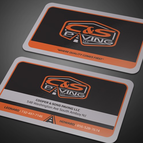 We are an asphalt paving company  card with character, style, stands out from everyone nothing bland no white ,add stuff Design réalisé par CurveSky™ ☑️