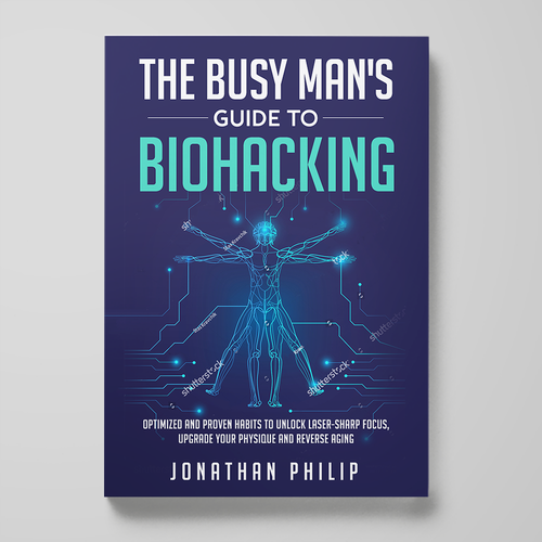 Exciting and unique book cover for mind, body, spirit and health optimization that appeals to men Design by Nitsua