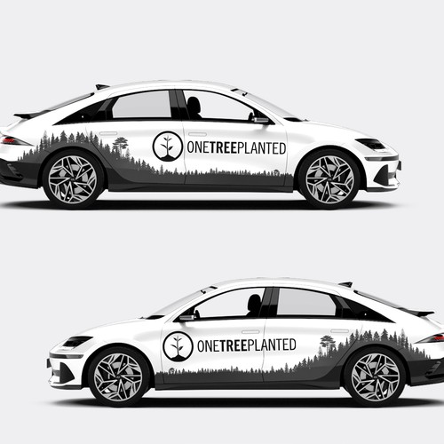 Design a sleek and professional vehicle wrap for a reforestation nonprofit's EV fleet Design by Art Mahno ✔