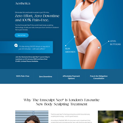 Landing Page For Aesthetic Clinic Launch Day Event Design by Shani ™