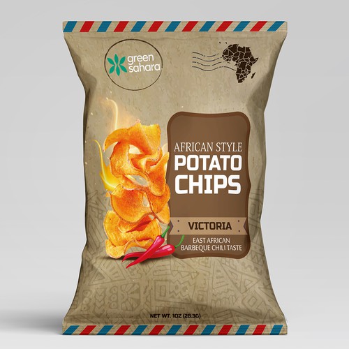 Design African style potato chips packaging Design by Noha.Akkad