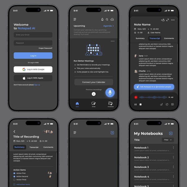 UI/UX Design Smart Meeting Notes – Mobile App Design