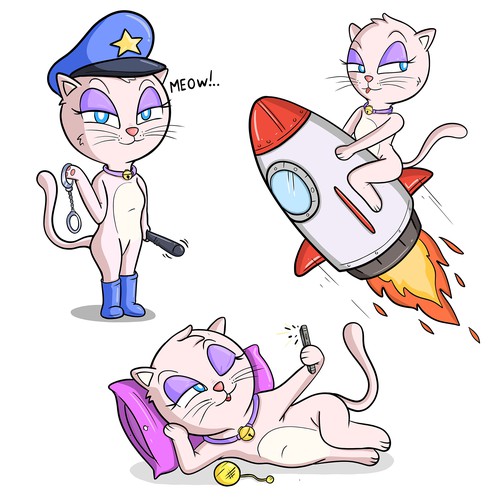 Creative fun kinky cat mascot illustration Design by Giakyo