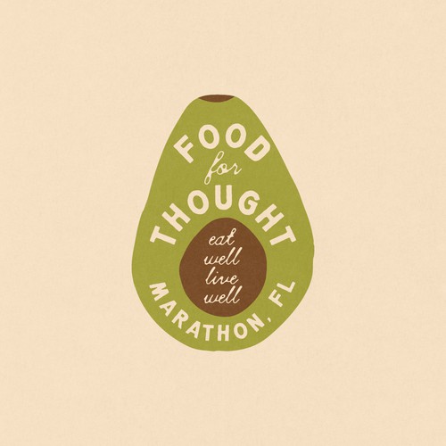 Fresh, Playful Island-Inspired Logo for Food For Thought – Organic Café & Market in the Florida Keys Design by EWMDesigns