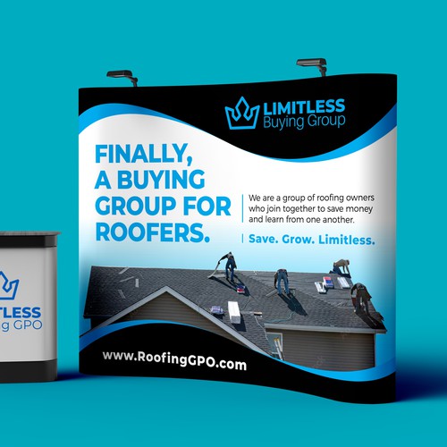 Design a tradeshow backdrop for roofing buying group Design by Graphic Rise