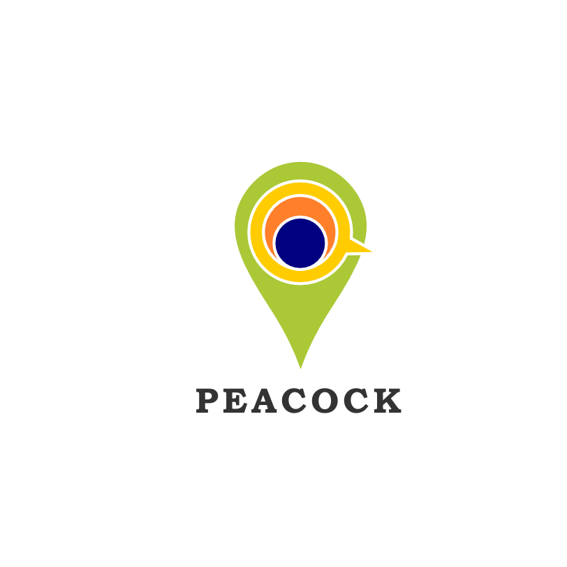 Peacock logo with the title 'Location app'