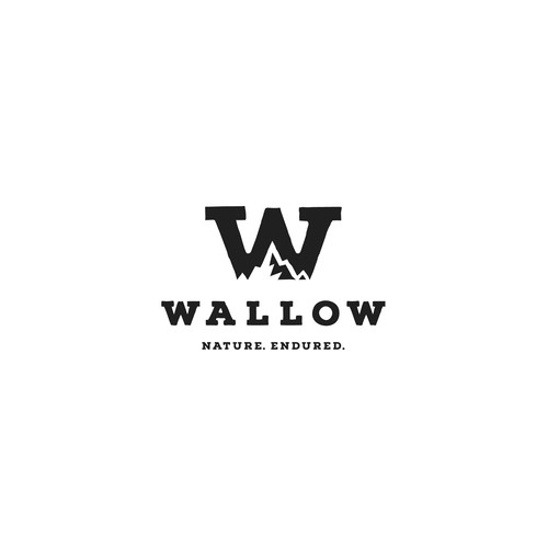 "Heritage Vibe, Forged/ branded “W” Logo for Outdoor Performance Brand (WALLOW – Nature. Endured.) See updated Brief" winning Product label