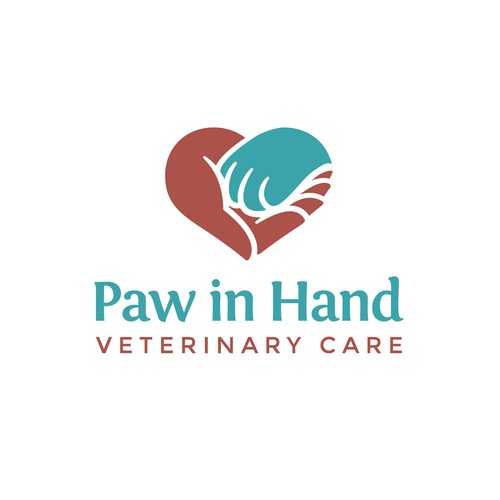 Small Vet Clinic needs a logo that expresses the human-animal bond: Paw in Hand Design by danoveight