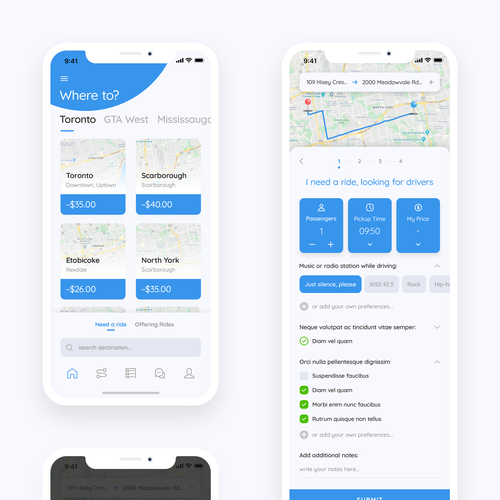 4 screen redesign for an Uber-for-X platform app Design by EYB