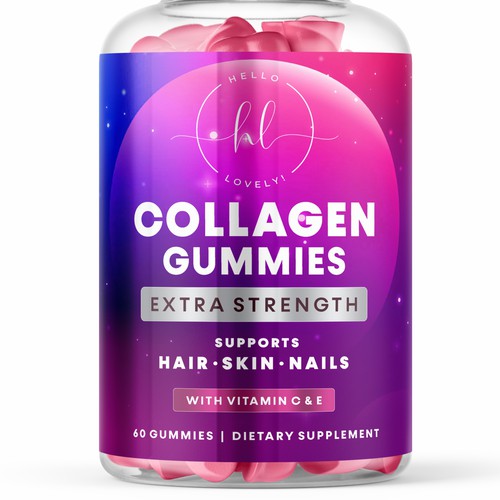 Hello Lovely needs a Collagen Gummies product label Design by GenScythe