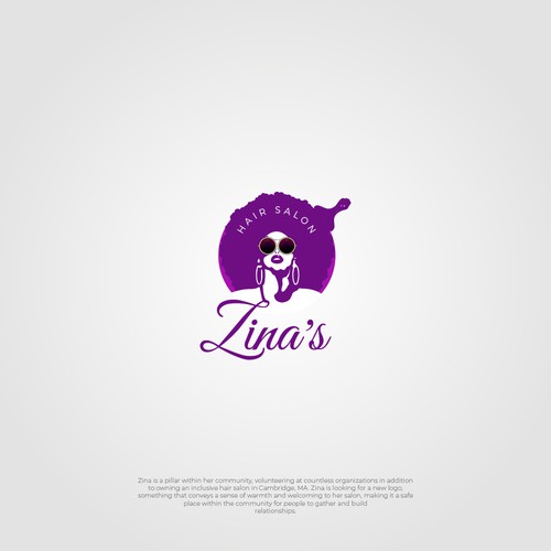 Showcase African Heritage and Glamour for Zina's Hair Salon Logo Design by Sonnie.