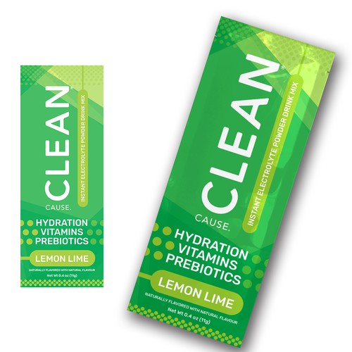 CLEAN Cause Hydration Stick Packets Design by desainbagus3