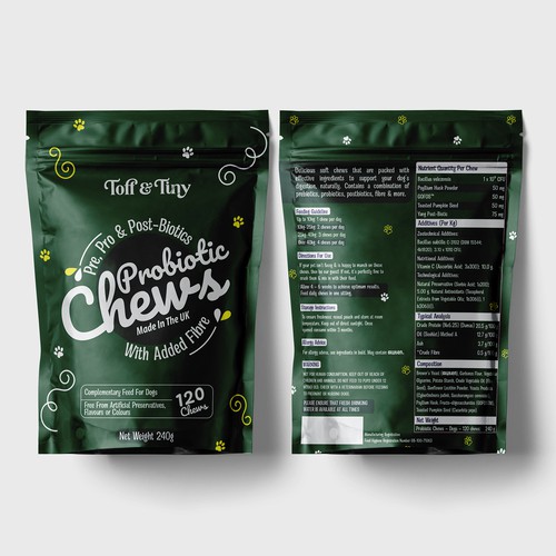Pouch packaging design - Probiotic Chews for dogs Design by sadiaafrinrumky