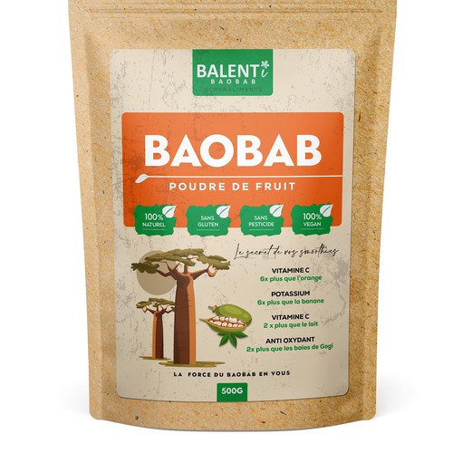 Looking for a calm and powerful packaging for our baobab powder. Design by ✝DeSiGnEr✝JOHN