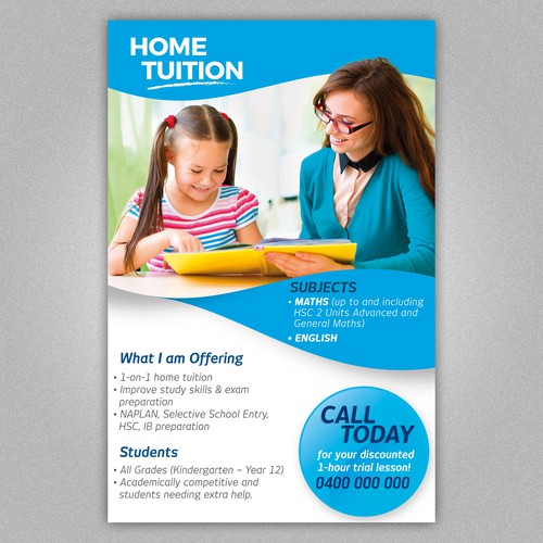 Create a Home Tuition Flyer  Postcard, flyer or print contest