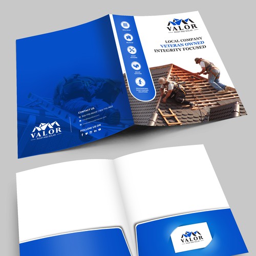 Presentation Folder Design, fast growing roof & solar company in Colorado.  Help us stand out! Design by Artist@Joy